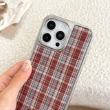 「ベアチェック」シルバーフレーム iPhoneケース