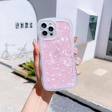 p00715 「推し色が、今日の味方になる」手になじむウェーブ デザインシート iPhoneケース クリアホワイトxピンク（シェル） 商品画像 11