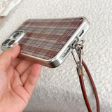 「ベアチェック」シルバーフレーム iPhoneケース