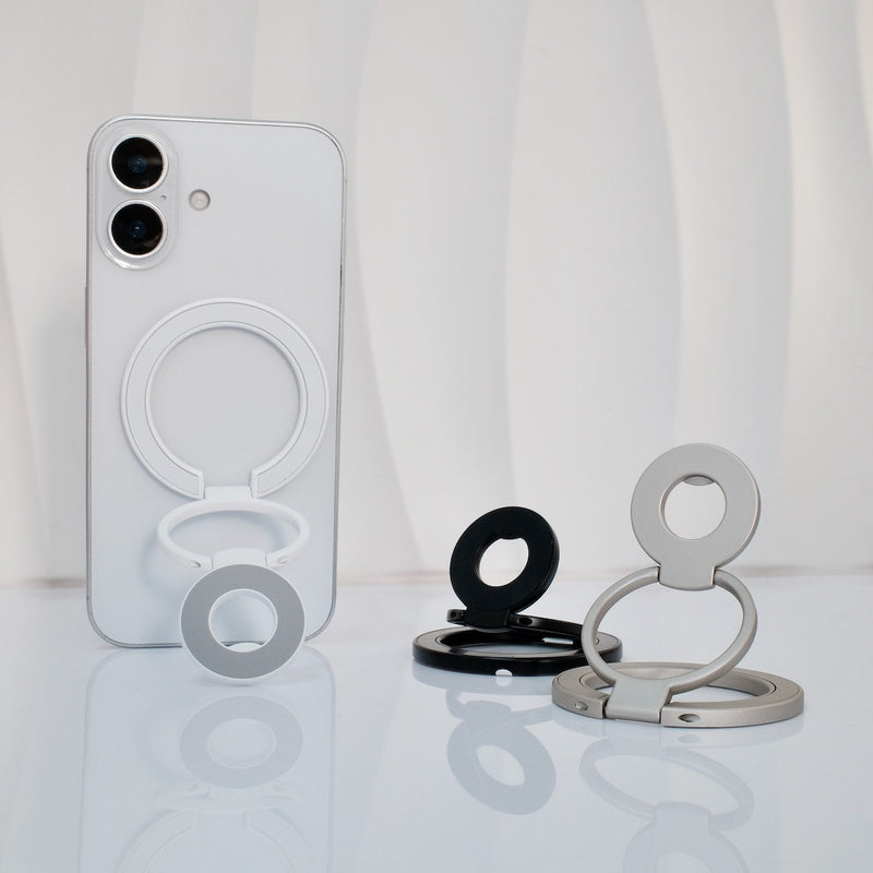 【MagSafe・360°回転・両面吸着】軽量合金の両面マグネットリングスタンド