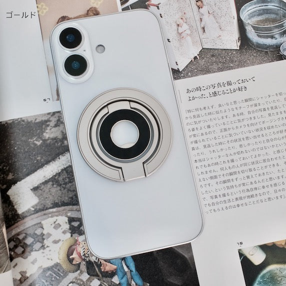 【MagSafe・360°回転・両面吸着】軽量合金の両面マグネットリングスタンド