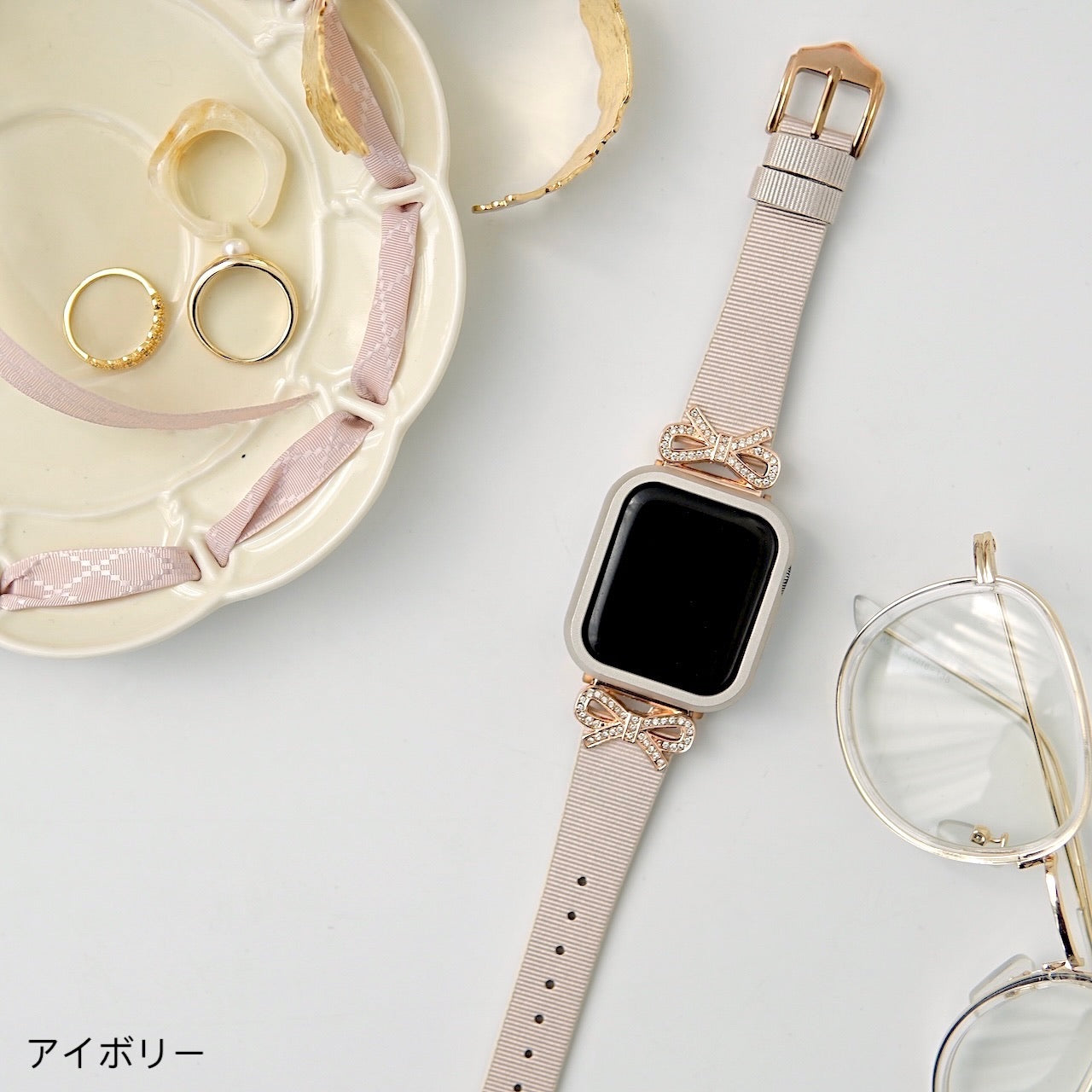 ゴール☆ラメ☆ Apple Watch バンド キラキラ - 時計