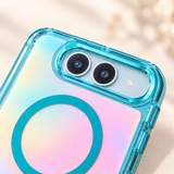 text000111 オーロラ マグネット付き iPhone Duoケース ライトブルー カメラまわりのフレームと背面のディテール