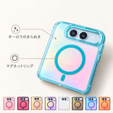 マグネット付き iPhone Duoケース ライトブルー 手に持ったサイズ感 使用イメージ