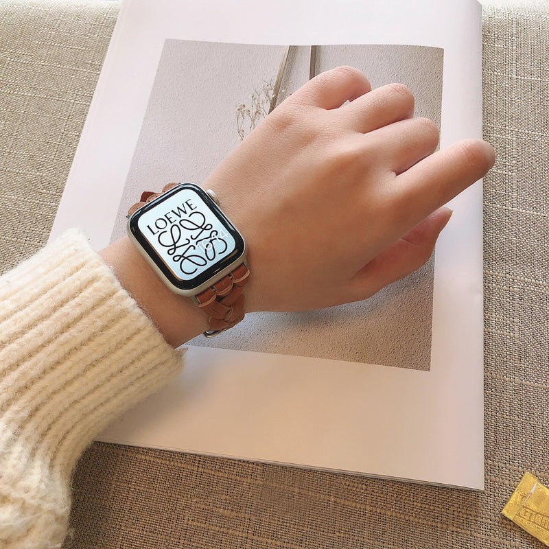 新品Apple Watch メタルバンド ベルト38mm ゴールド白編み込み