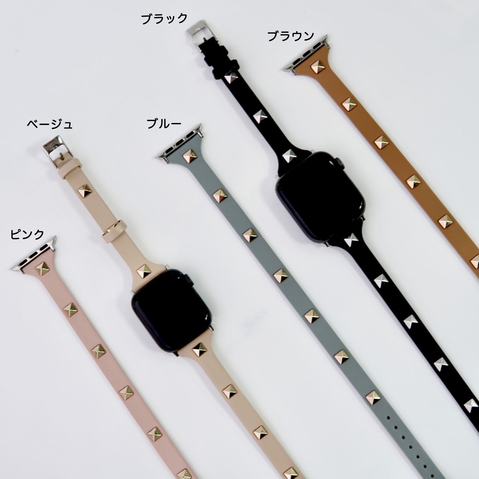 パンクブレス」PUレザースタッズ2重巻きアップルウォッチバンド – gaacal
