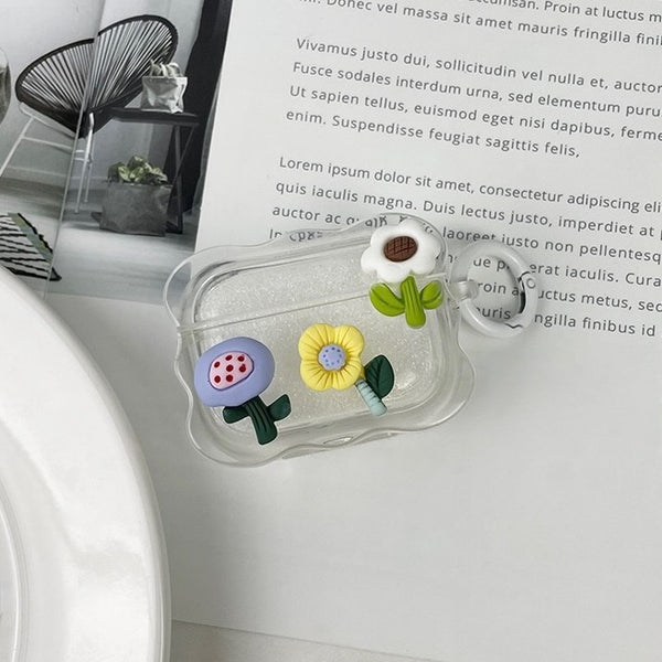 ✨ラスト1点✨お花 AirPodsケース きれい花柄 Airpods4ケース 花キーホルダー付 AirpodsPro2ケース