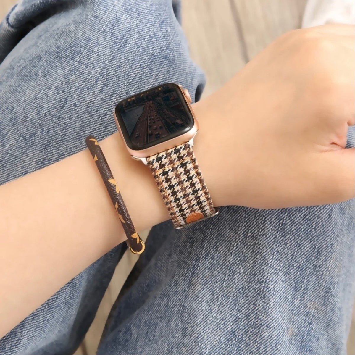 秋冬千鳥」ブラウン系千鳥柄アップルウォッチバンド – gaacal