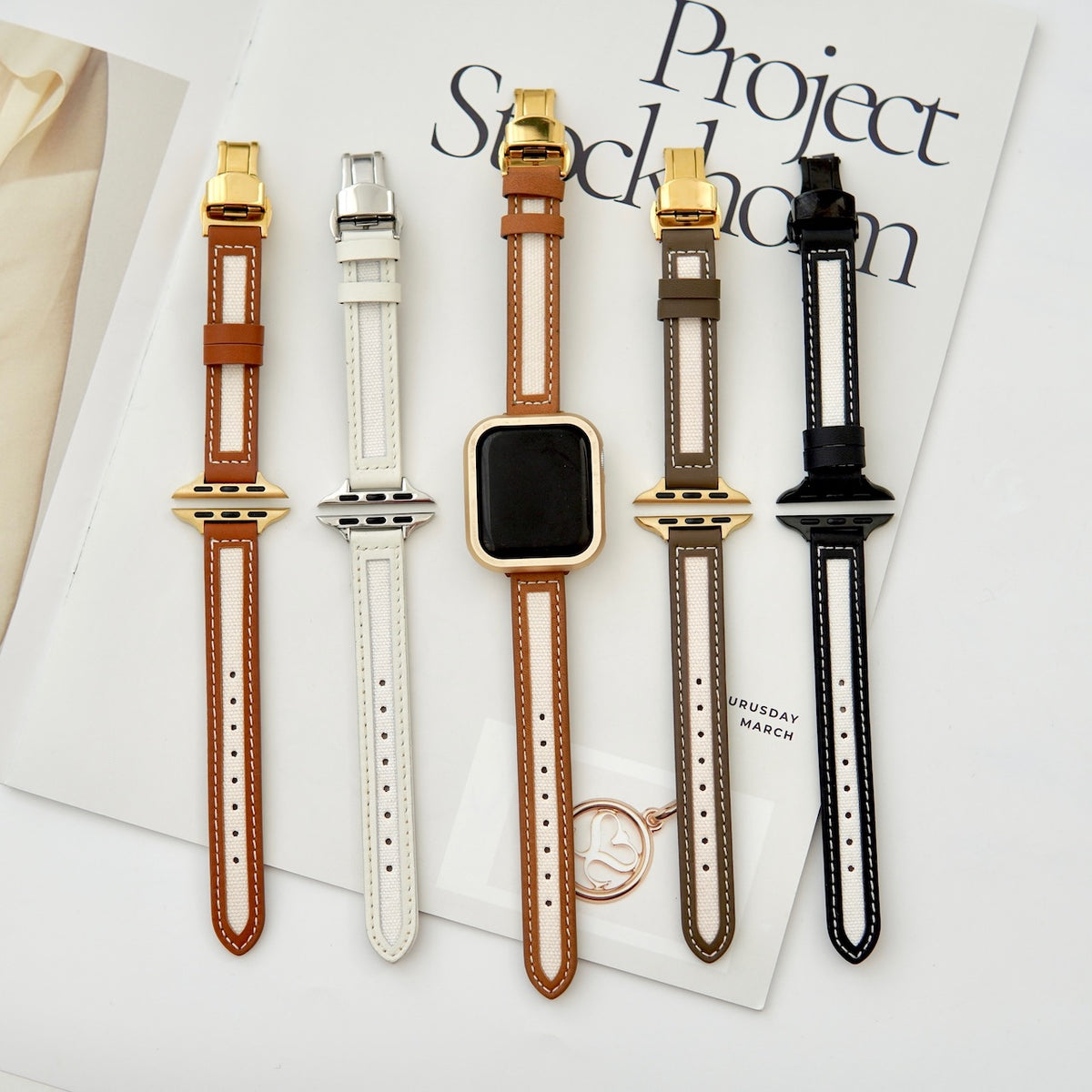 スマートストレート」PUレザーアップルウォッチバンド