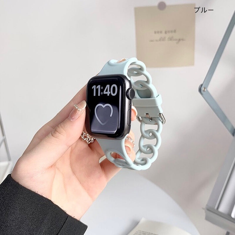 Apple Watch ラバーアップルウォッチバンドカスタムブルーメタルケース 