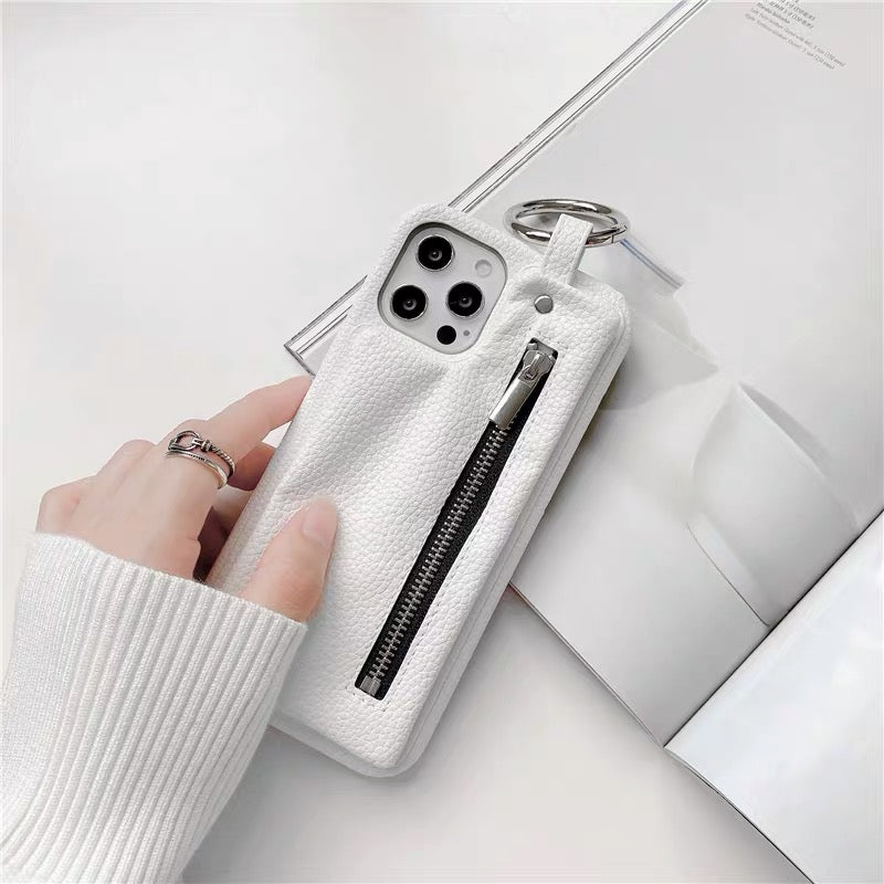 ジッパー付きグレーiPhoneケース おしゃれ jk 人気 スマホケース iphone11pro iphone12pro クリア