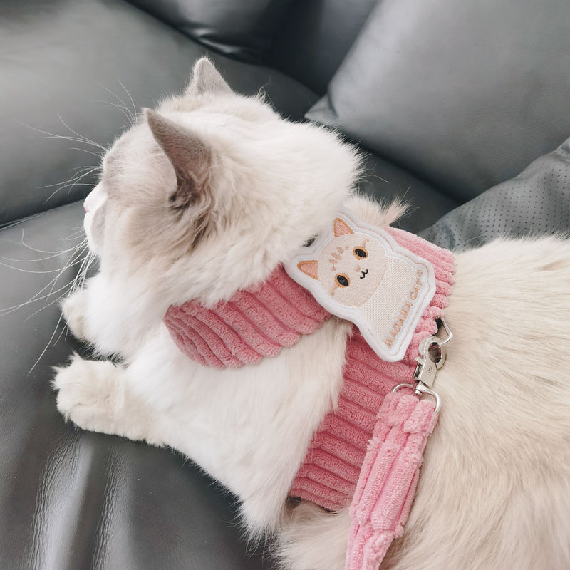 猫 ハーネス リード ピンク 猫用リード 猫用ハーネス 首輪 リード付き